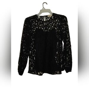 Michael Kors Elegant Black Cami And Lace Women's Top